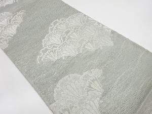 リサイクル　未使用品　姫野織物製　絽雪輪青海波に芝草模様織出し袋帯